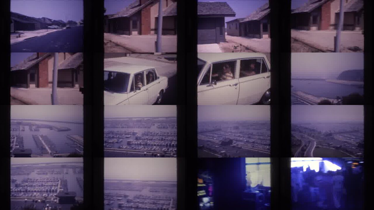 1977 Las Vegas archival home movie collage showing representative scenes from this vintage stock footage collection