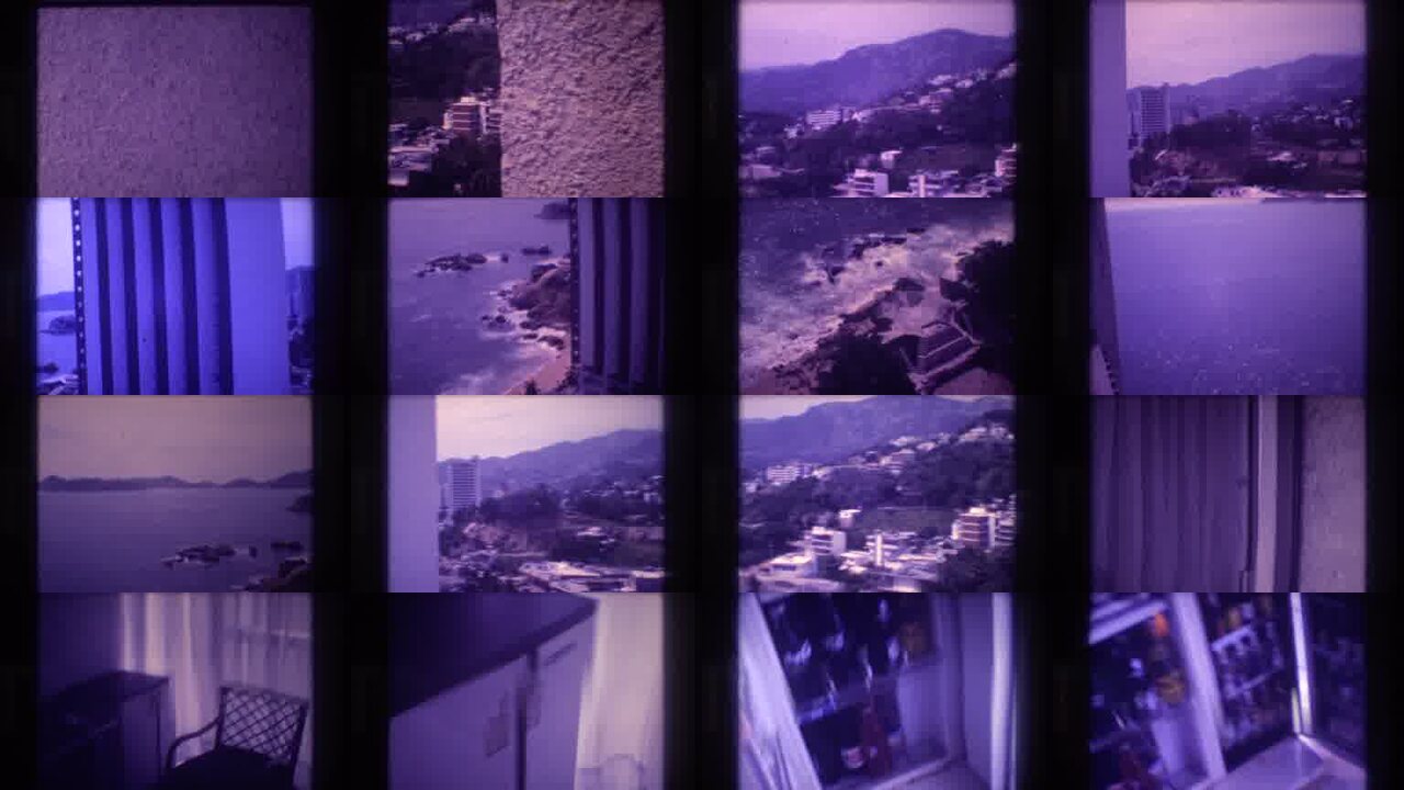 1982 Acapulco Mexico archival home movie collage showing representative scenes from this vintage stock footage collection