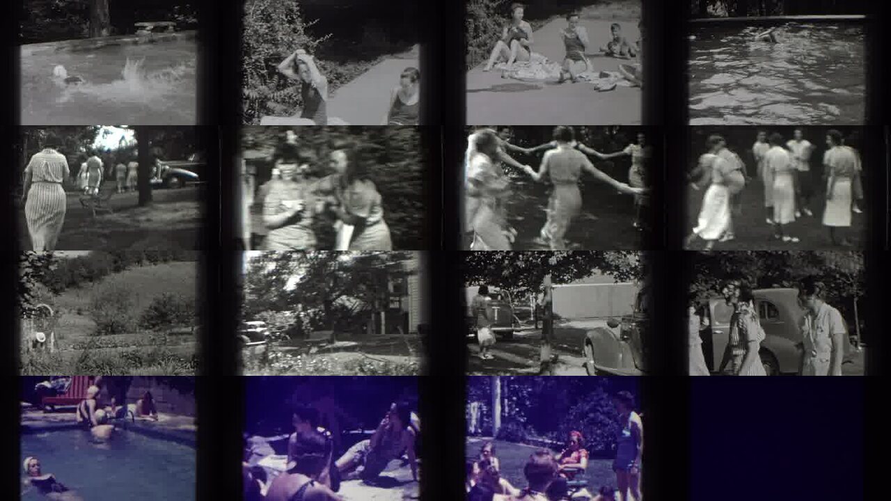 1937 Southhampton New York archival home movie collage showing representative scenes from this vintage stock footage collection