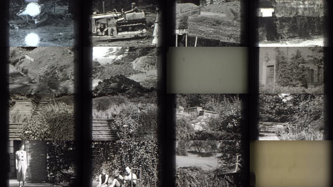 1938 Cumberland Maryland archival home movie collage showing representative scenes from this vintage stock footage collection