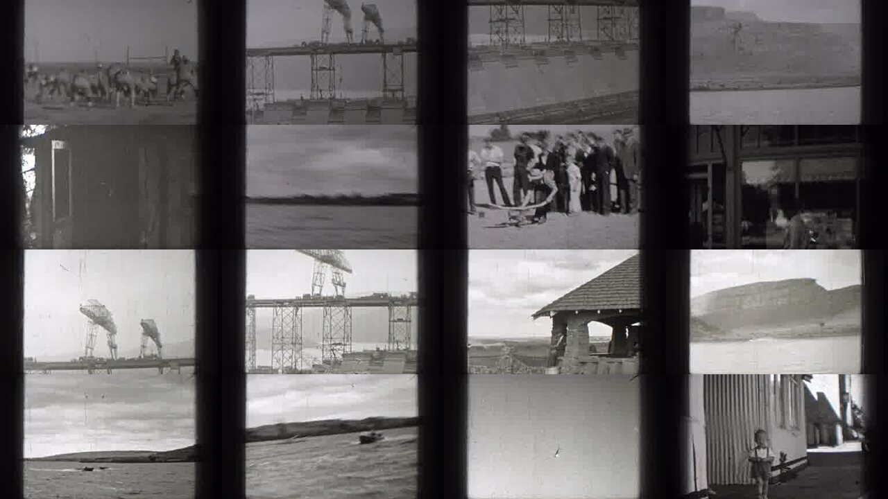 1938 Washington archival home movie collage showing representative scenes from this vintage stock footage collection
