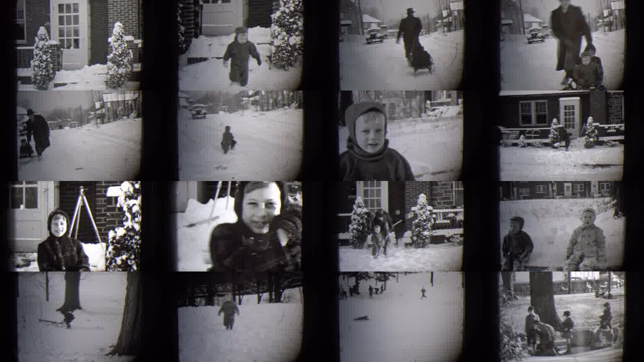 1944 Buffalo New York archival home movie collage showing representative scenes from this vintage stock footage collection