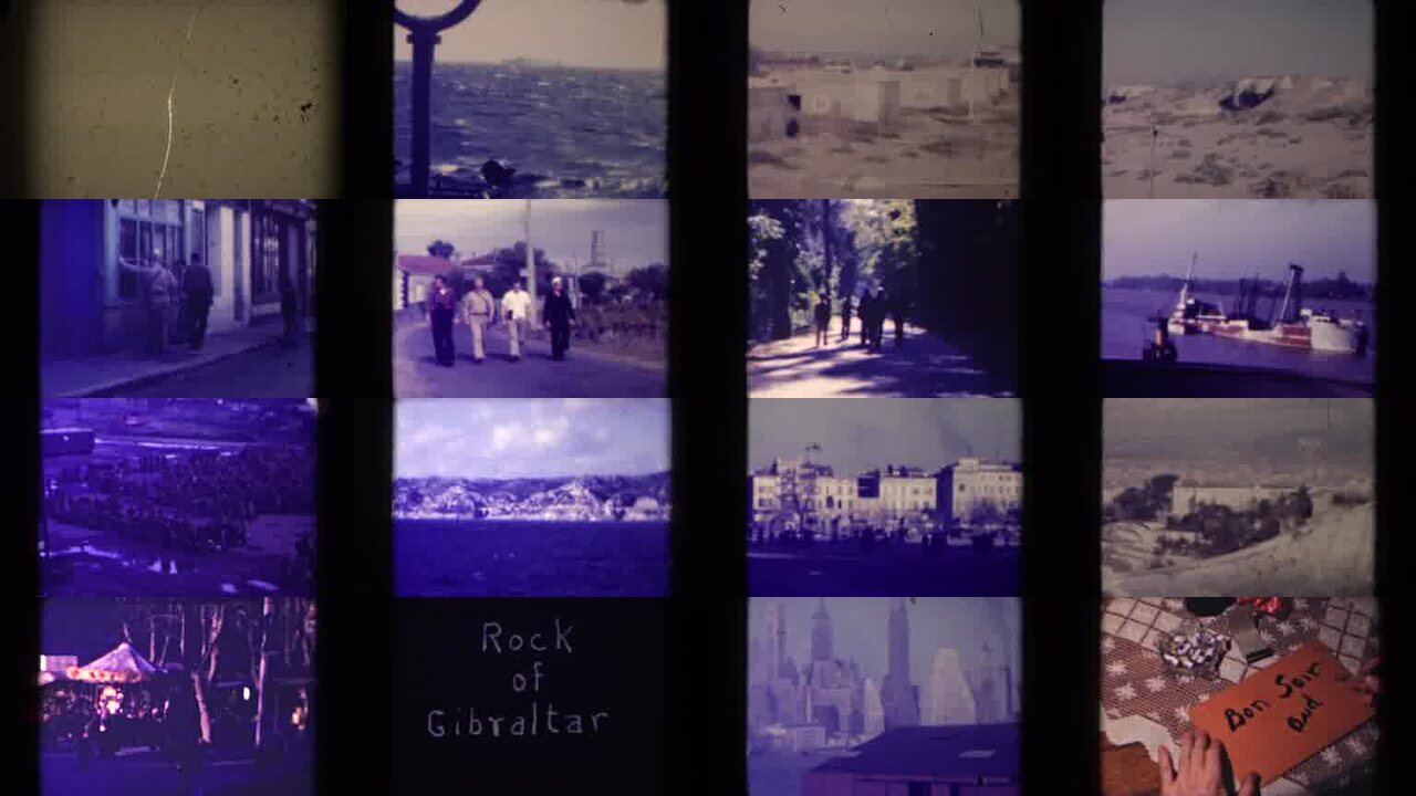 1945 France archival home movie collage showing representative scenes from this vintage stock footage collection
