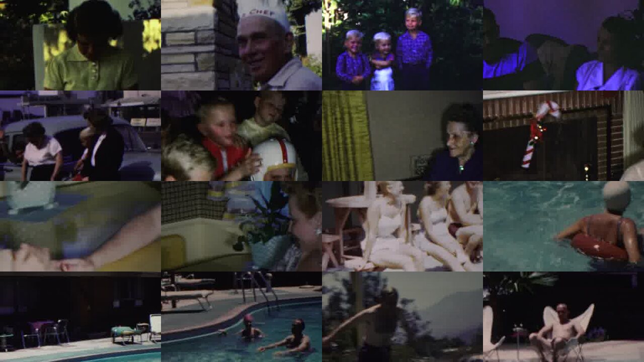 1949 Seaside New Jersey archival home movie collage showing representative scenes from this vintage stock footage collection