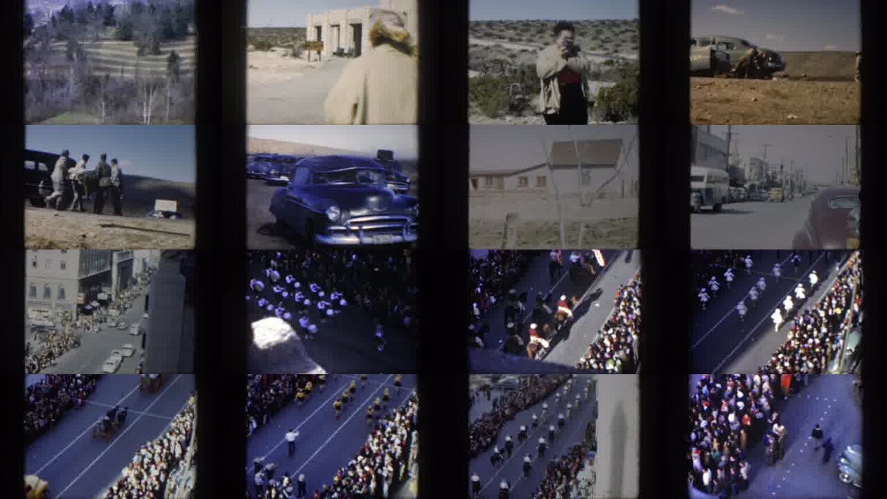 1951 Texas archival home movie collage showing representative scenes from this vintage stock footage collection