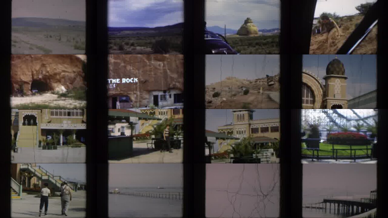 1951 Utah archival home movie collage showing representative scenes from this vintage stock footage collection
