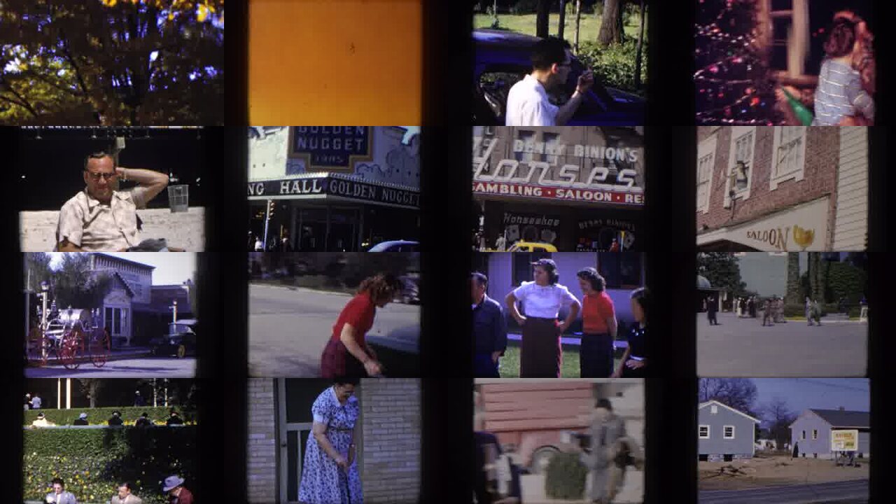 1954 Las Vegas Nevada archival home movie collage showing representative scenes from this vintage stock footage collection