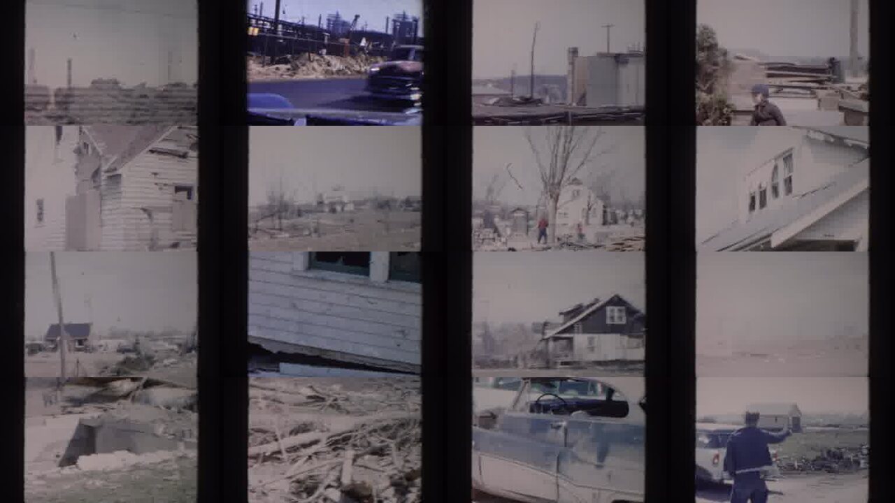 1956 Grand Rapids Michigan USA archival home movie collage showing representative scenes from this vintage stock footage collection