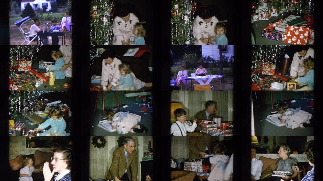 1956 Hicksville New York archival home movie collage showing representative scenes from this vintage stock footage collection