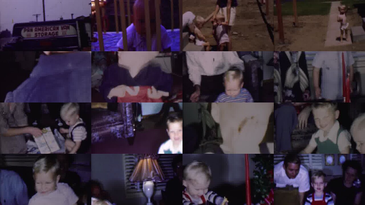 1956 Phoenix Arizona archival home movie collage showing representative scenes from this vintage stock footage collection