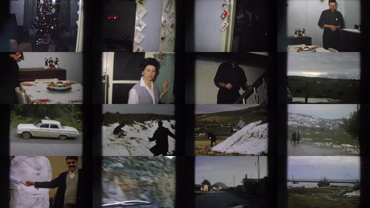 1958 Italy archival home movie collage showing representative scenes from this vintage stock footage collection