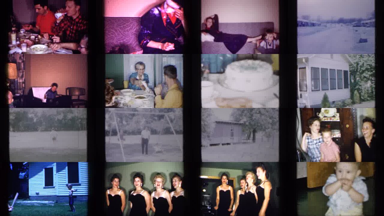 1958 New Jersey archival home movie collage showing representative scenes from this vintage stock footage collection