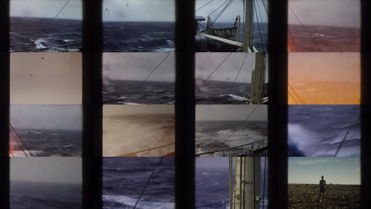 1959 Atlantic Ocean archival home movie collage showing representative scenes from this vintage stock footage collection