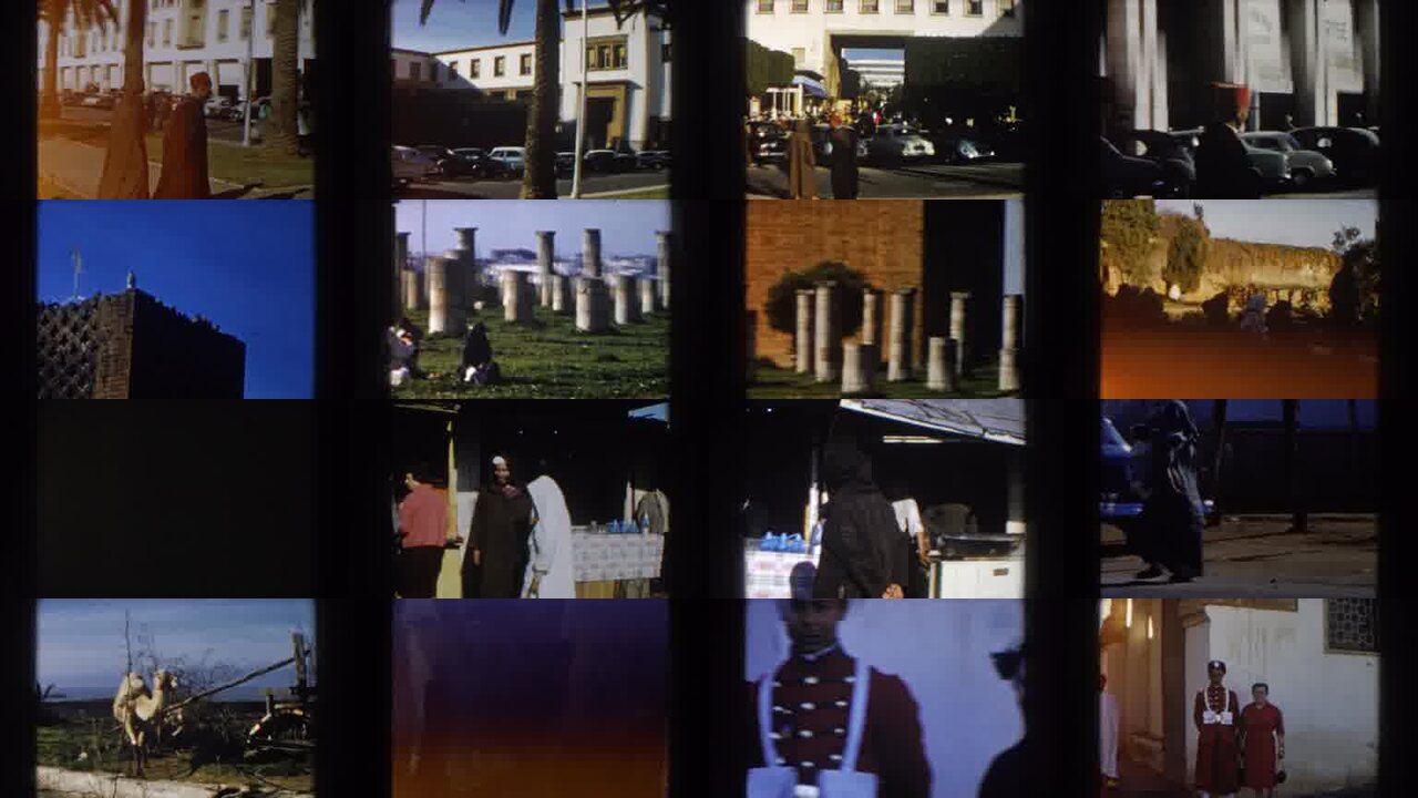 1959 Casablanca archival home movie collage showing representative scenes from this vintage stock footage collection