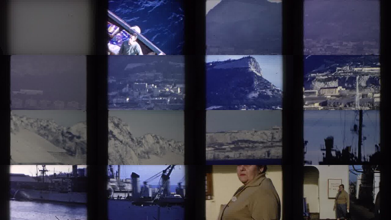 1959 Gibraltar archival home movie collage showing representative scenes from this vintage stock footage collection