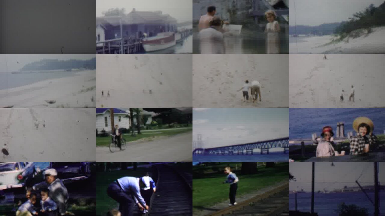 1959 Louisiana archival home movie collage showing representative scenes from this vintage stock footage collection