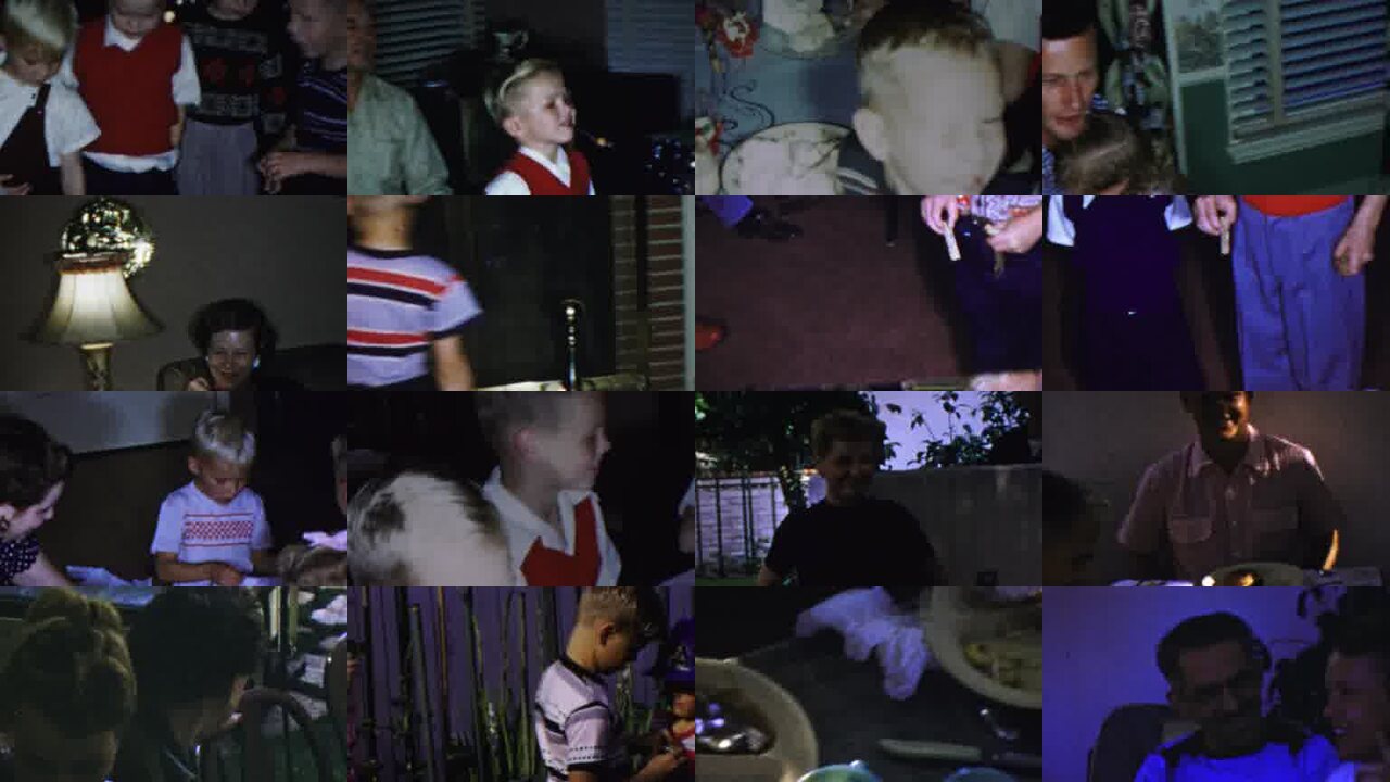 1959 Paramus New Jersey archival home movie collage showing representative scenes from this vintage stock footage collection