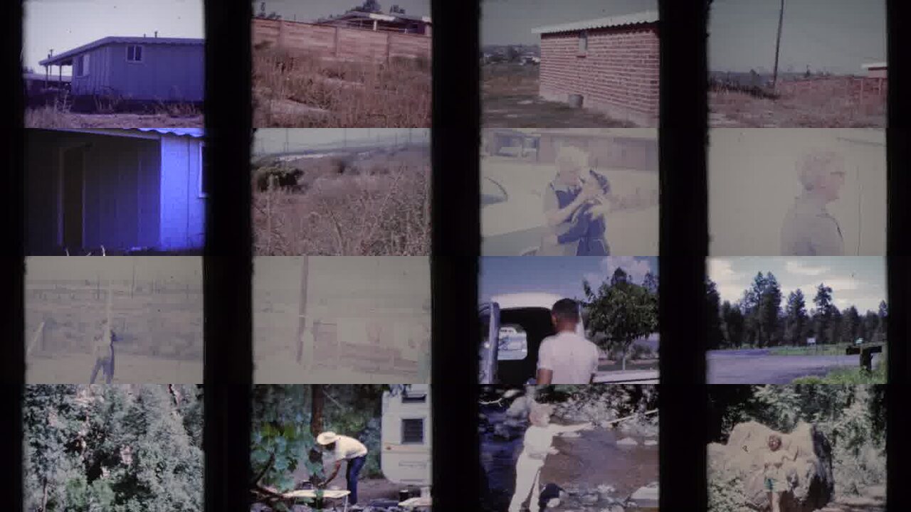1964 Cottonwood Arizona archival home movie collage showing representative scenes from this vintage stock footage collection